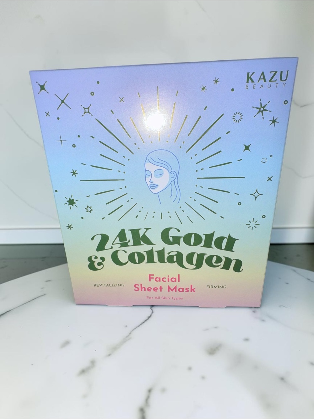 Kazu Beauty 24K Gold & Collagen Facial Sheet Mask Firming Revitalizing